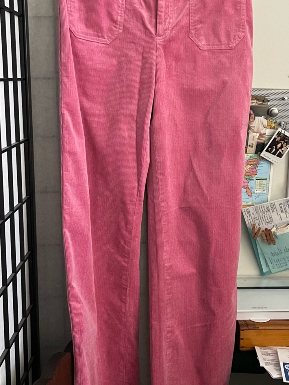 Pink Corduroy Wide-Leg Pants